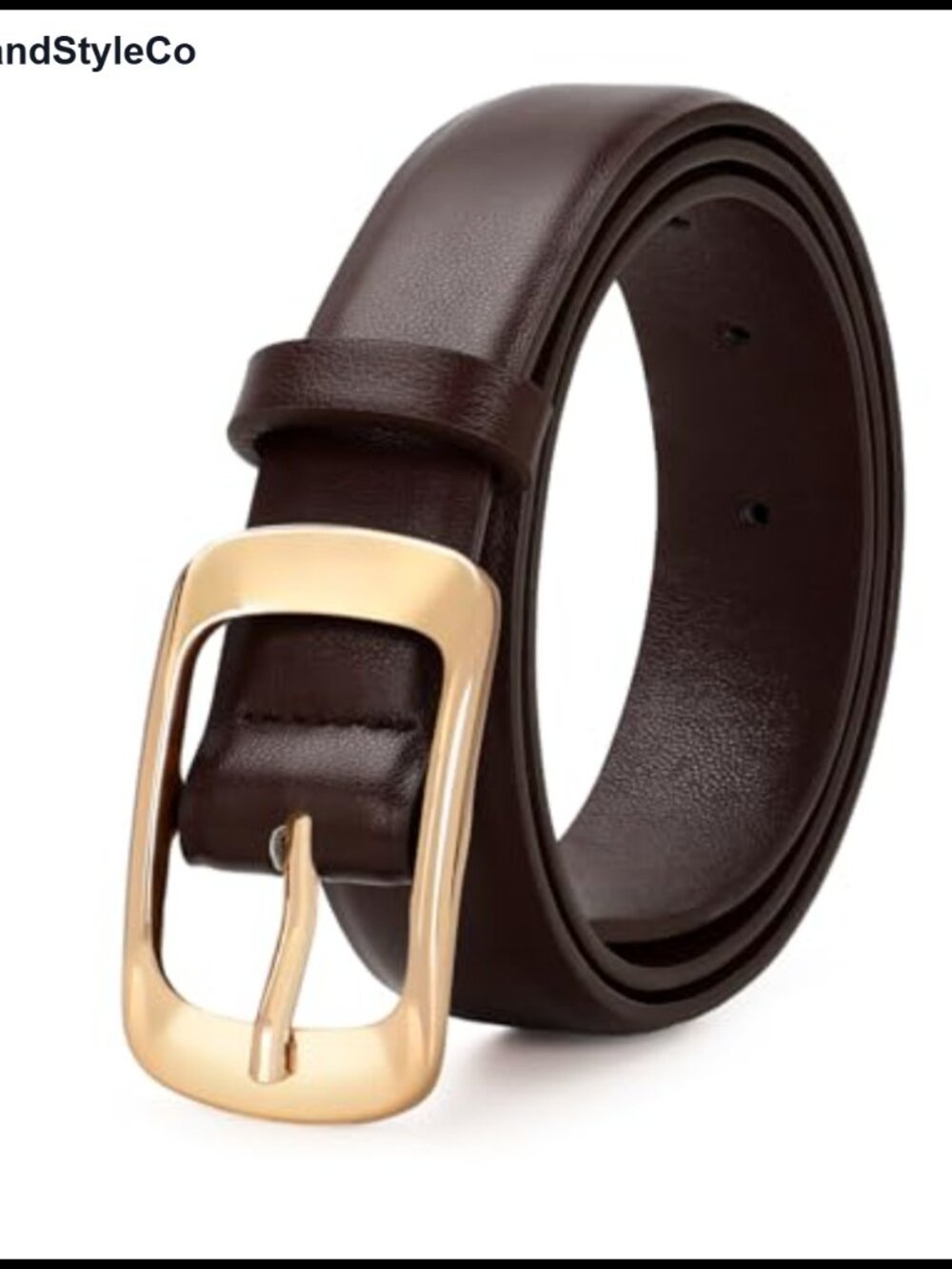 Women's Faux Leather Belt with Gold/Silver Buckle for Jeans & Pants